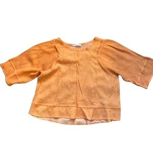 Zara Orange Quarter Sleeve Boho Hippie Cotton Style Blouse Size Small